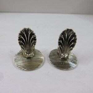 2 Christofle France Silver Plated Place Shell Shaped Card Holders Replacement